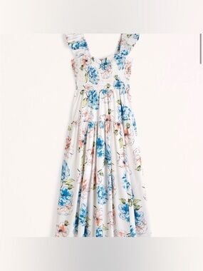 NWT Abercrombie & Fitch Ruffle Strap Floral Midi Cottagecore Spring Dress XXL